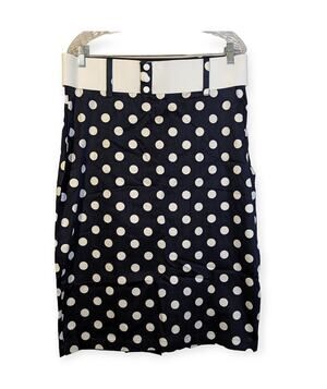 NWOT RockSteady Navy White Dot Slit Back Belted Pencil Skirt Pinup Rockabilly 3X